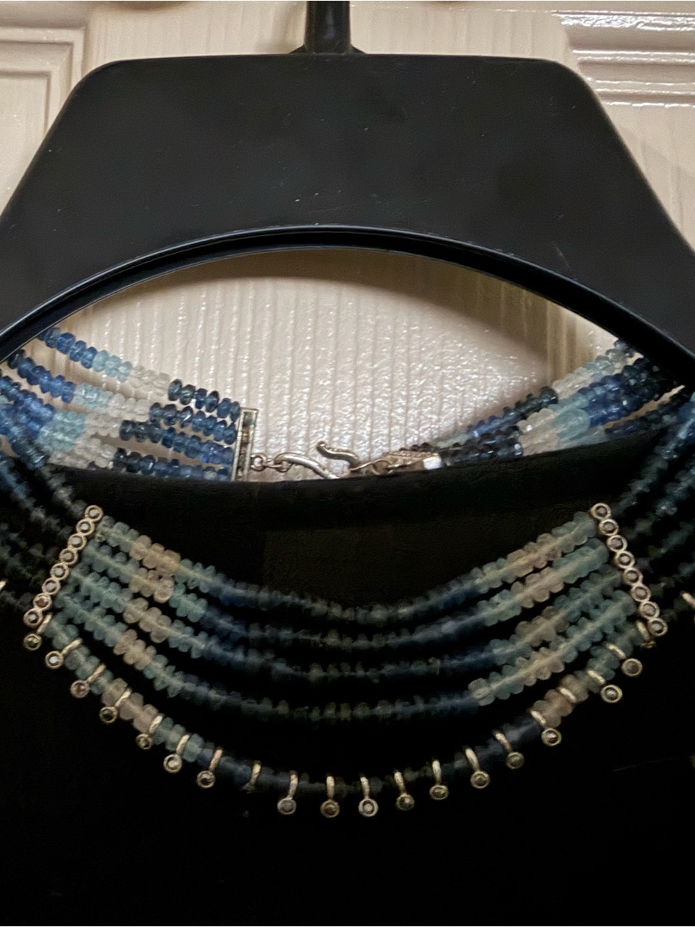Beaded Multi-Strand Blue Statement Necklace